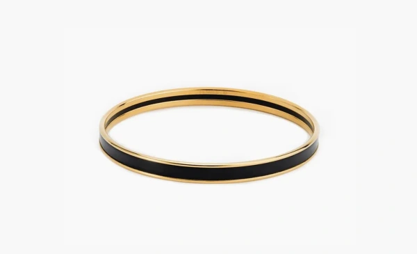 Hermès Enamel Bangles Unisex Black 