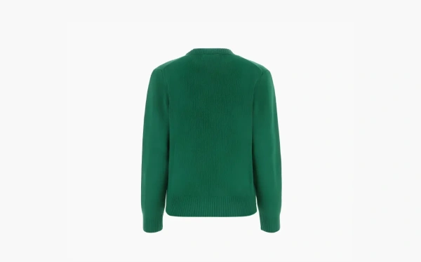 SPORTY & RICH Embroidered Logo Crew Neck Wool Knit Top Green 