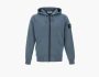 Stone Island Organic Cotton Fleece Hooded Sweatshirt with Drawstring Hood and Zip Avio Blue 