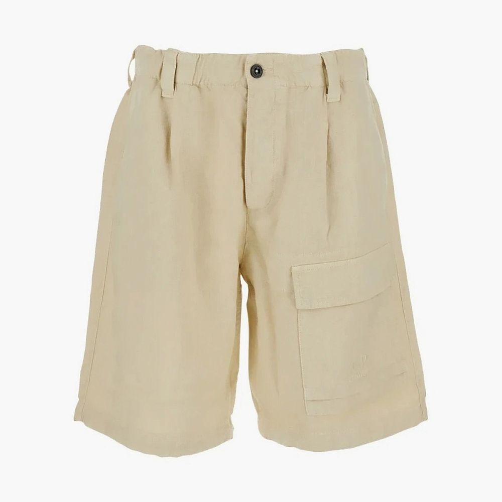 C.P. Company Lino Bermuda Cargo Shorts Sand Beige