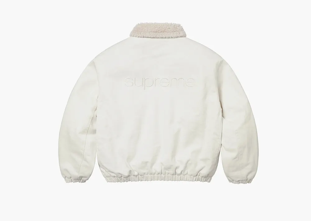 Supreme Faux Shearling Lined Bomber Jacket White