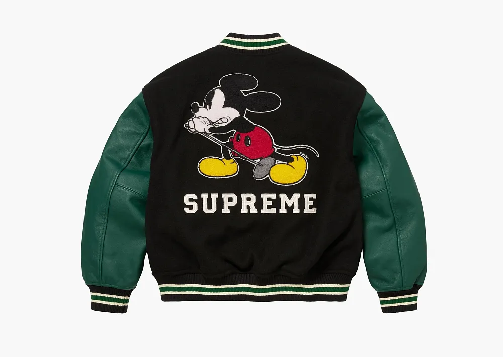 Supreme x Number (N)Ine x Mickey Mouse Varsity Jacket Black