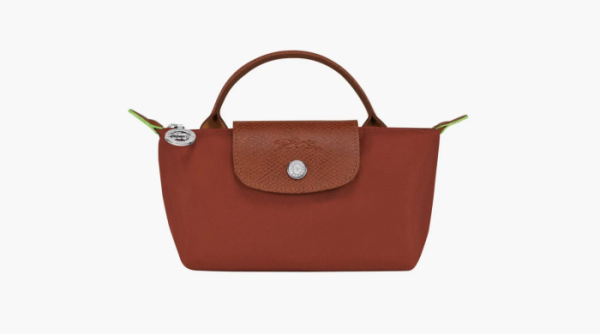 Longchamp Le Pliage Green Handle Pouch Chestnut 