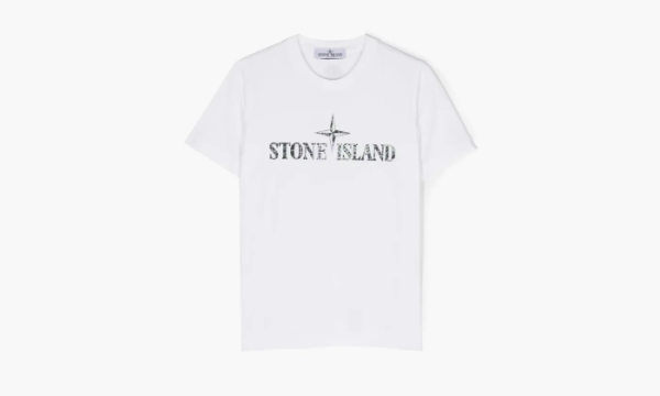 Stone Island Junior Logo Print Cotton T-shirt White 