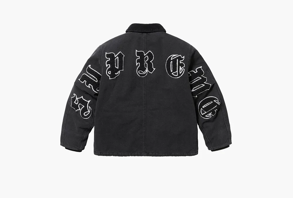 Supreme Old English Canvas Work Jacket Black