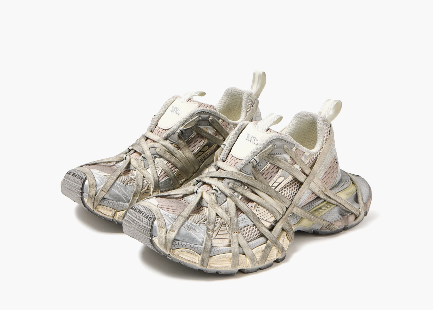Balenciaga 3XL Extreme Lace Sneakers Light Beige Mesh and Polyurethane 