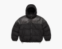 Supreme Leather Yoke Puffer Jacket Black 