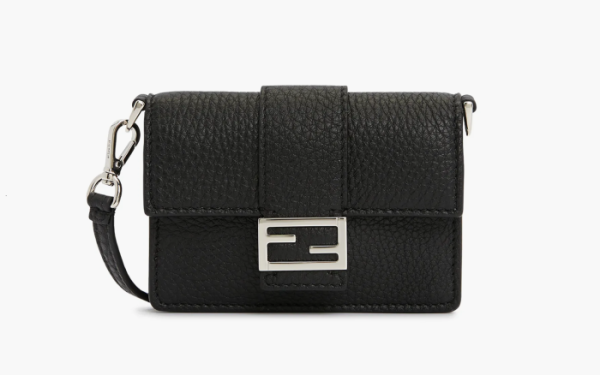 Fendi Micro Flat Baguette Crossbody Bag Black 