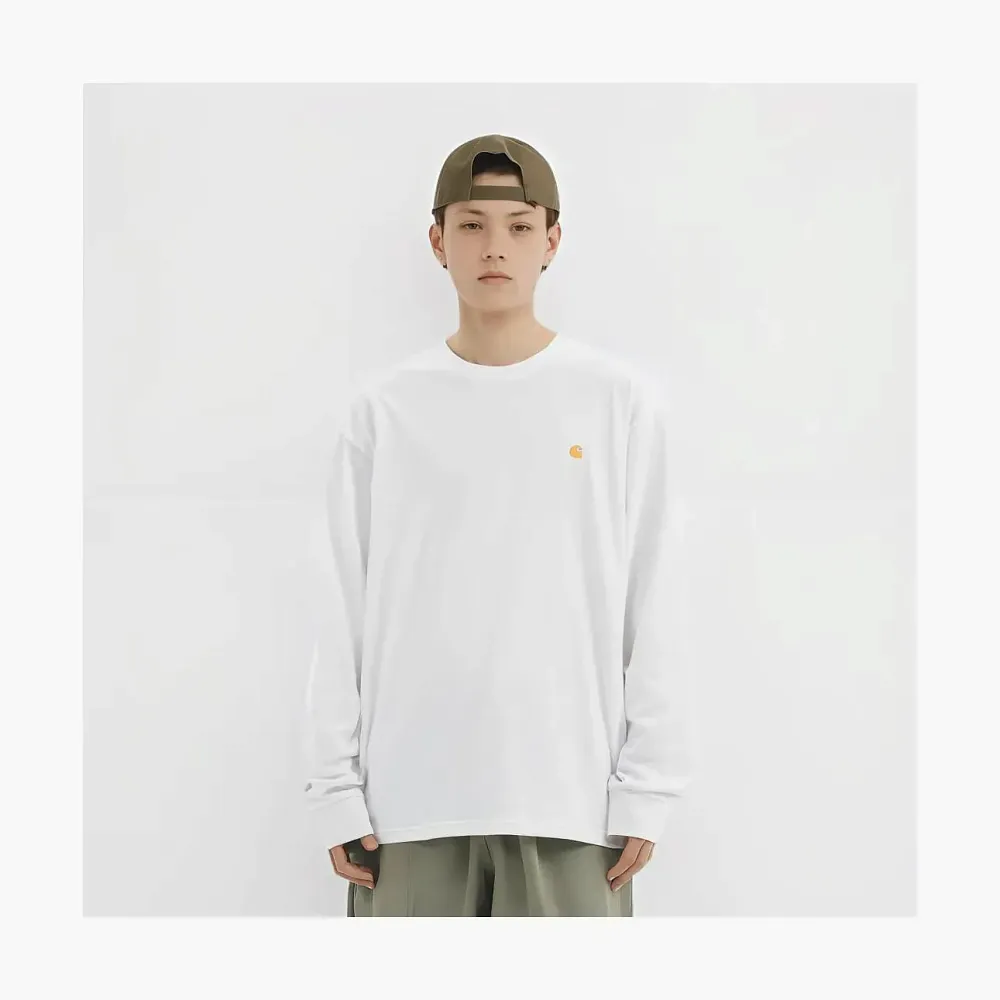 Carhartt WIP Chase Logo Long Sleeve White