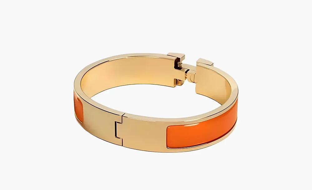 Hermes Enamel Clic H Bracelet Fresh Orange