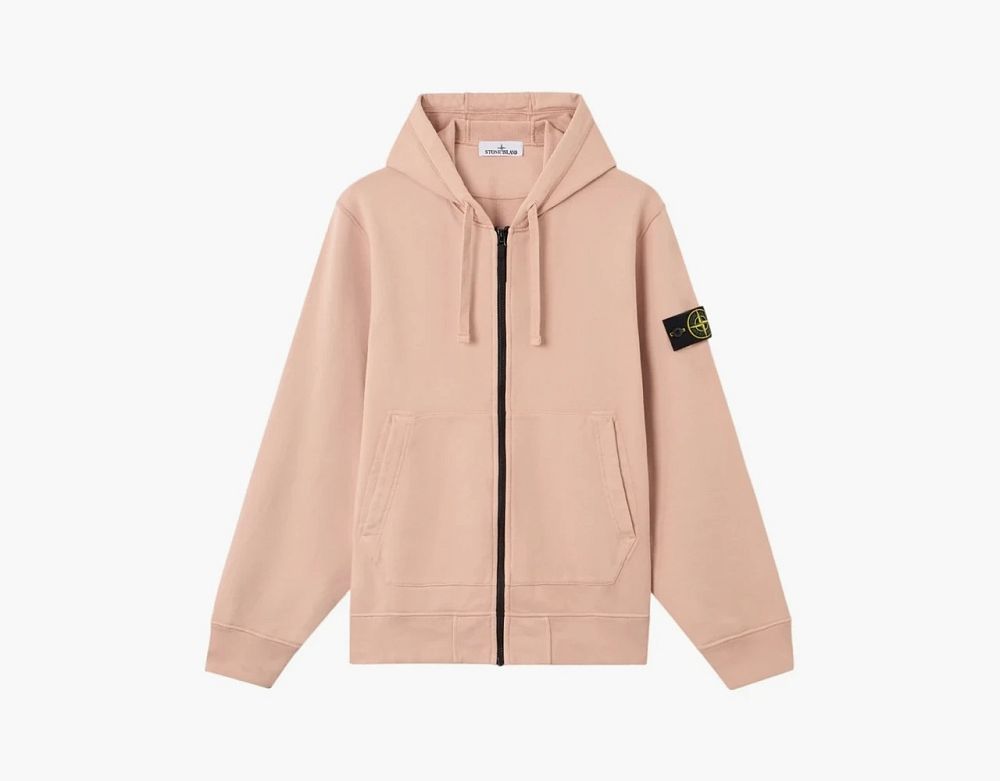 Stone Island Organic Cotton Fleece Hooded Sweatshirt Plaster Pink