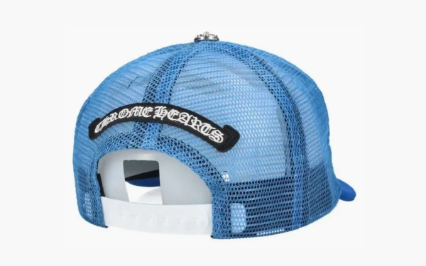  Chrome Hearts Cemetery Leather Patch Trucker Cap Blue 