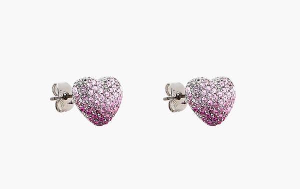 Marc Jacobs The Heart Balloon Pave Earrings Silver/Rose 