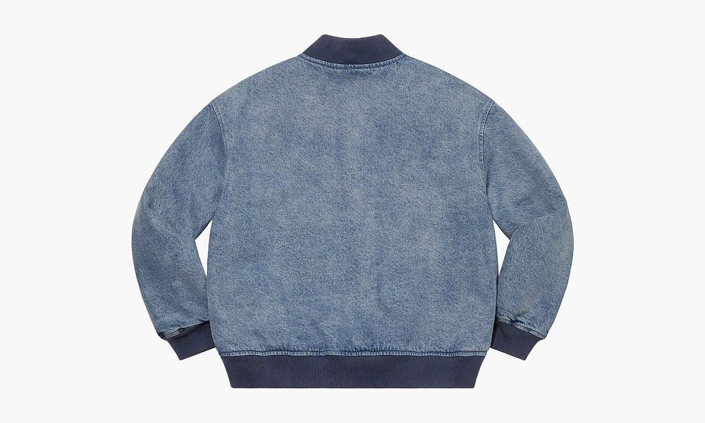 Supreme Washed Knockout Denim Varsity Jacket Washed Blue