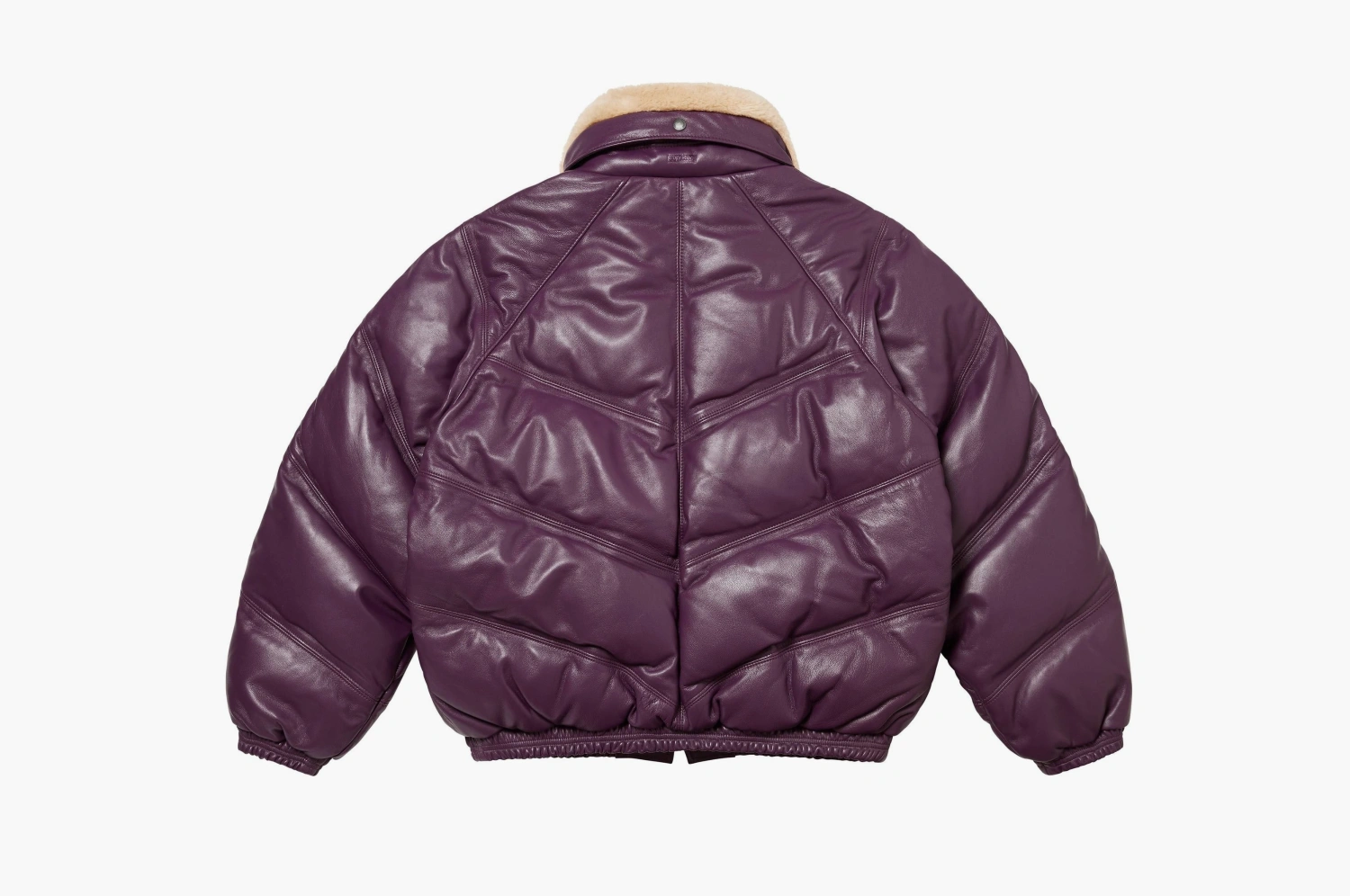 Supreme x Schott Chevron Leather Down Puffer Jacket Purple 