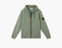 Stone Island Organic Cotton Fleece Hooded Sweatshirt with Drawstring Hood and Zip Sage Green 
