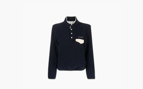 Sporty & Rich Logo-embroidered Buttoned Sweatshirt Marine Blue 
