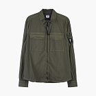 C.P. Company Logo Plaque Zipped Overshirt Olive
