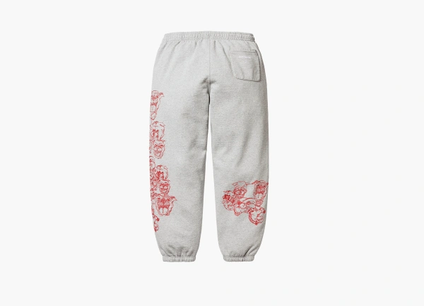 Supreme  Pitbulls Embroidered Sweatpant  Heather Grey 