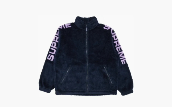 Supreme Shoulder Logo Fleece Jacket Navy 