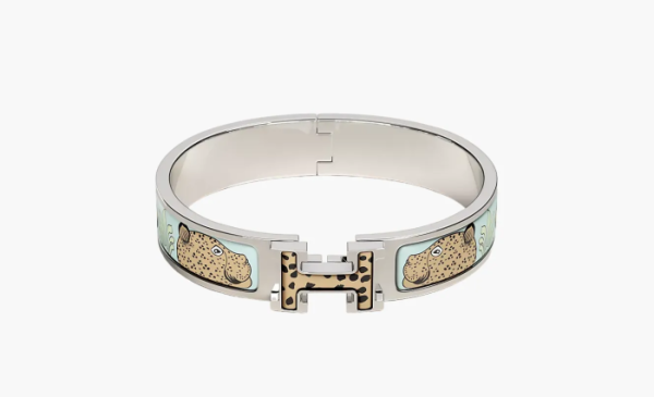 Hermes Clic H Les Leopards bracelet Silver  Hermes Clic H Les Leopards bracelet Silver