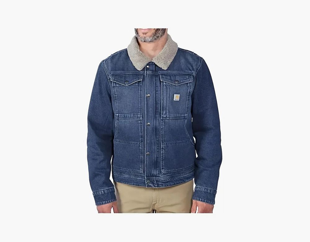 Carhartt 0J6323 DENIM SHERPA-LINED JACKET 2 RELAXED FIT Beech