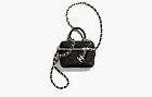 Chanel Small Vanity With Chain Leather Crossbody Bag Black