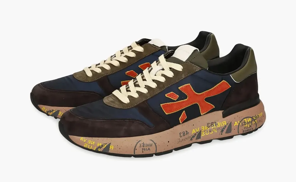 Premiata Mick Sneakers With Suede Inserts Blue-Brown