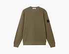 Stone Island Organic Cotton Waffle Fleece Crewneck Sweatshirt Military Green