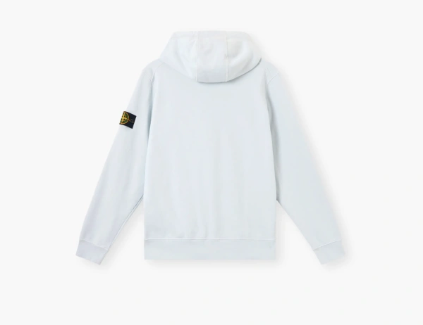 Stone Island Organic Cotton Fleece Hooded Sweatshirt with Drawstring Hood and Zip Sky Blue  Stone Island Organic Cotton Fleece Hooded Sweatshirt with Drawstring Hood and Zip Sky Blue