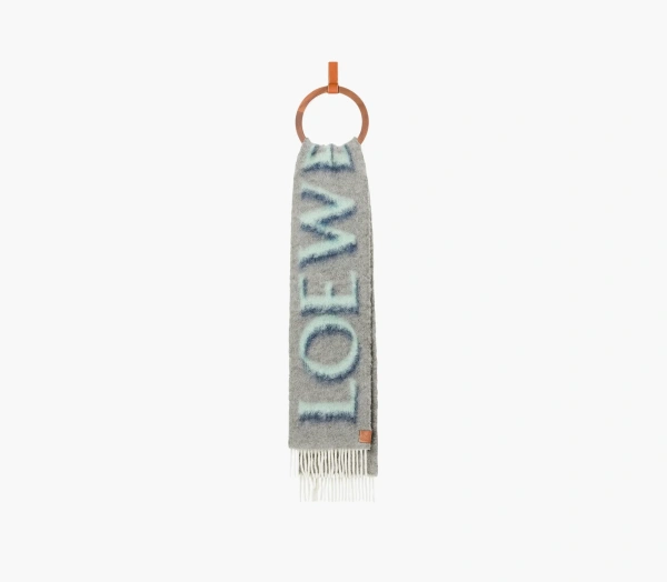 Loewe Scarf In Wool and Mohair Grey/Blue 