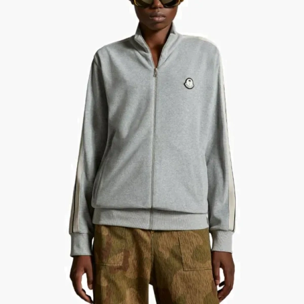 Moncler x Palm Angels Chenille Zip-Up Sweatshirt Grey 