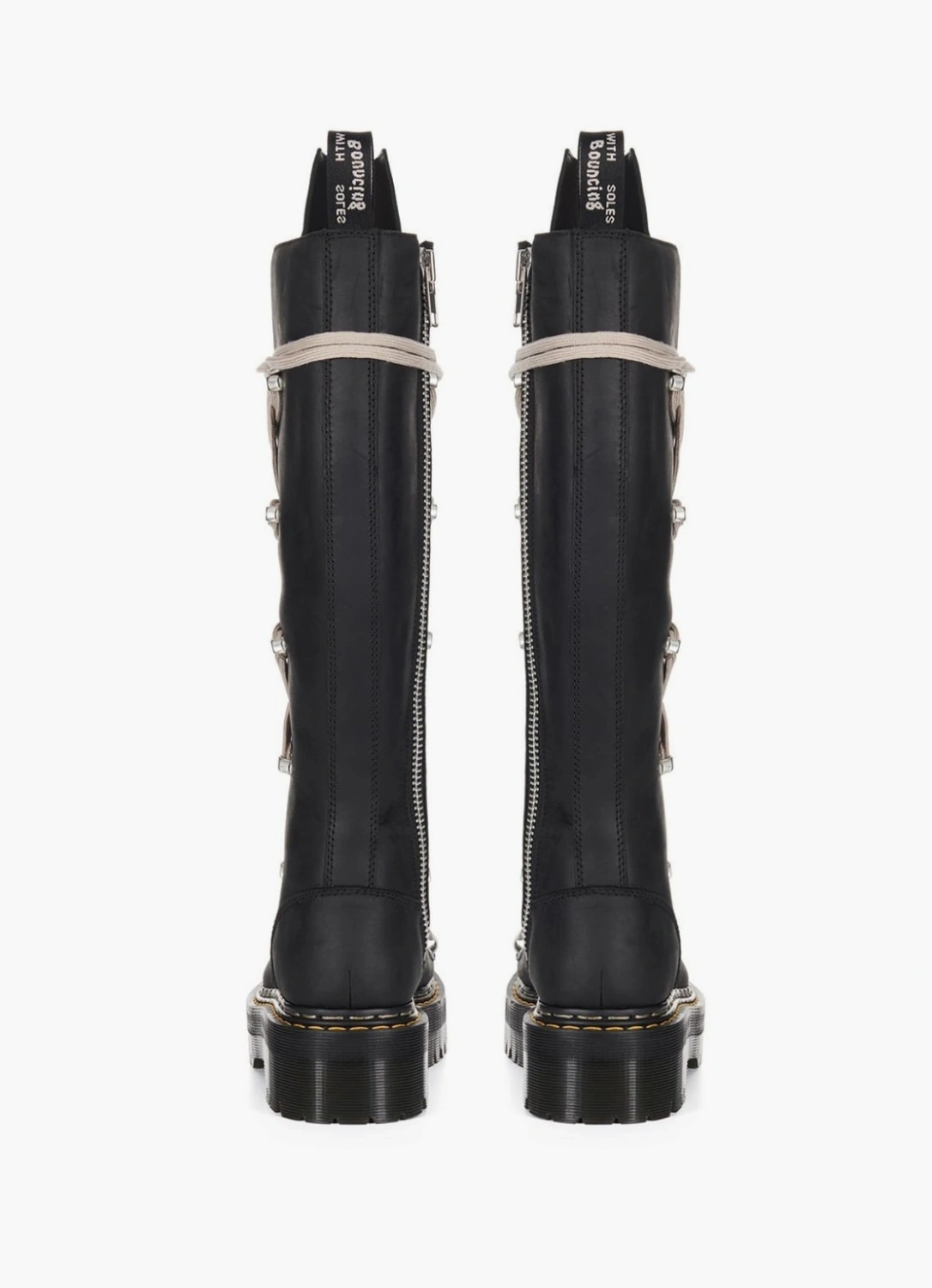 Rick Owens X Dr. Martens 1B60 Quad Sole Pentalace Boots WMNS Black 