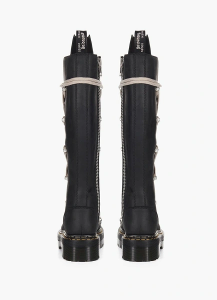 Rick Owens X Dr. Martens 1B60 Quad Sole Pentalace Boots WMNS Black 