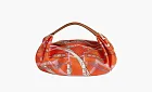 Hermes Balusoie Silk With Hunter Cow Leather Handbag Orange