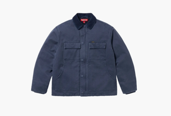 Supreme Old English Canvas Work Jacket Navy 