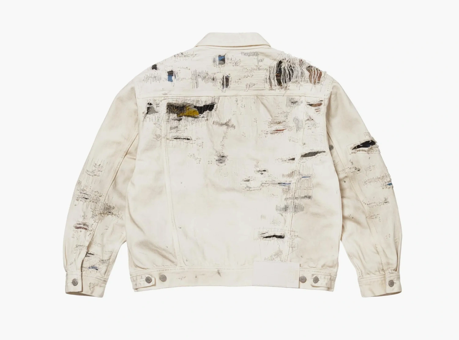 Supreme x MM6 Maison Margiela Distressed Selvedge Denim Trucker Jacket White 