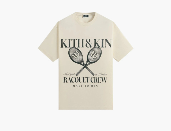 Kith x Wilson Racquet Crew Vintage Tee Sandrift 