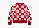 Acne Studios Katlas Checkerboard Face Knit Sweater Red