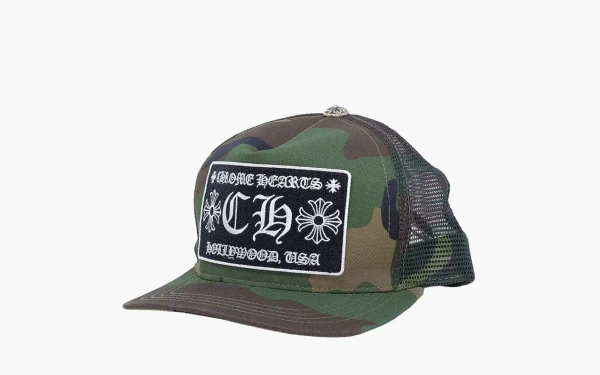 Chrome Hearts CH Hollywood Trucker Hat Camo Green 