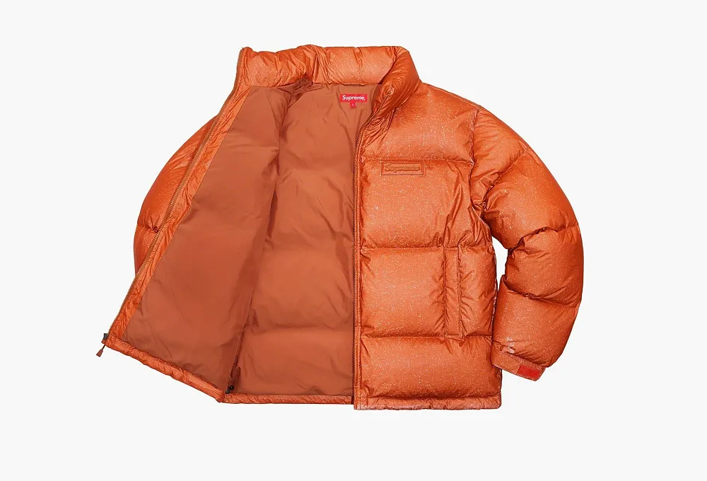 Supreme Reflective Speckled Down Puffer Jacket Orange