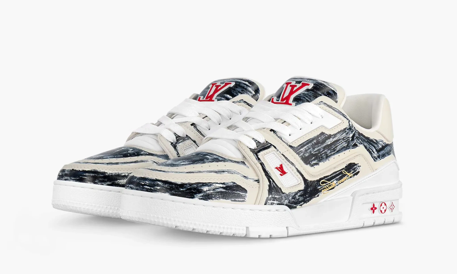 Louis Vuitton Trainer Colored In White Black 