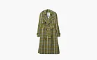 Burberry Long Plaid Trench Coat Olive Green