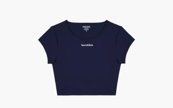 Sporty & Rich Activewear Serif Logo Training Tee WMNS Marine Blue 