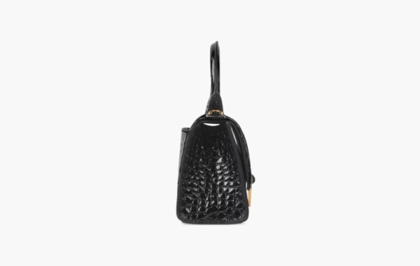 Balenciaga Hourglass Crocodile Embossed Xs Handbag Black 