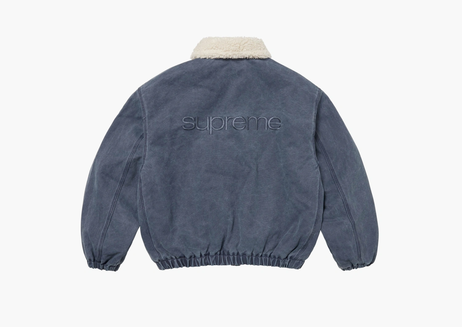 Supreme Faux Shearling Lined Bomber Jacket Navy 