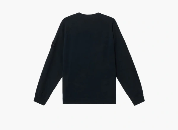 Stone Island Crewneck Sweatshirt with Ribbed Details Navy Blue  Stone Island Crewneck Sweatshirt with Ribbed Details Navy Blue