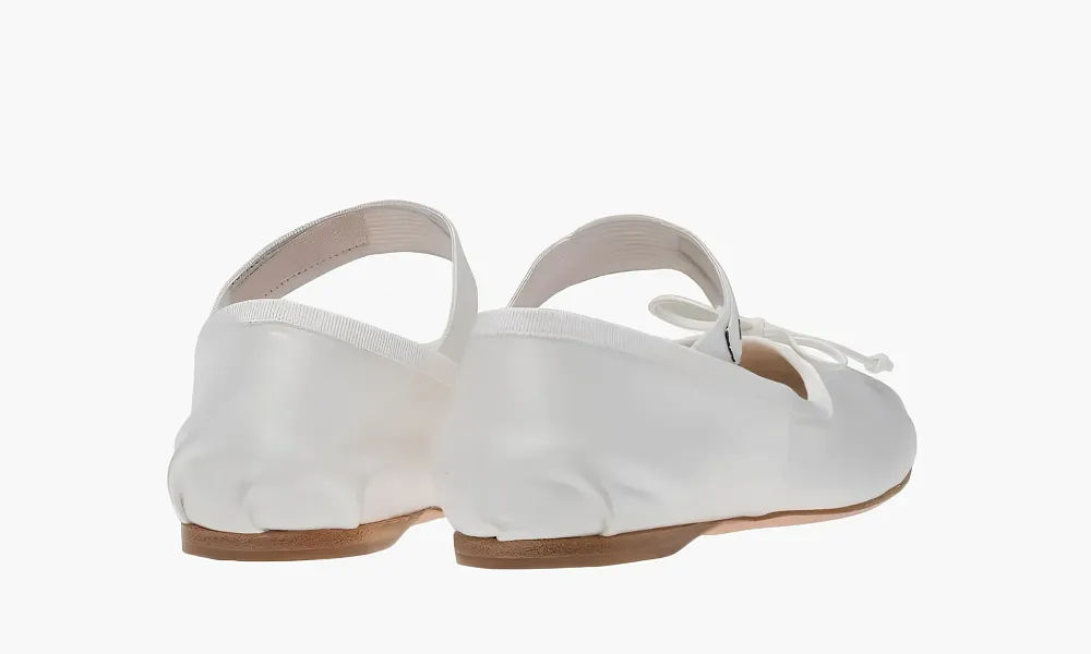 Miu Miu Satin Ballerinas White