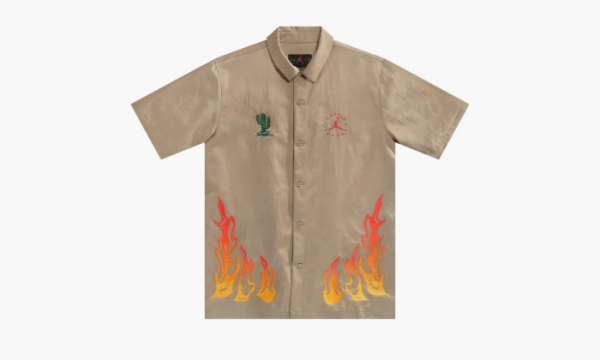 Cactus Jack by Travis Scott x Jordan Button Down Shirt Khaki/University Red  Cactus Jack by Travis Scott x Jordan Button Down Shirt Khaki/University Red