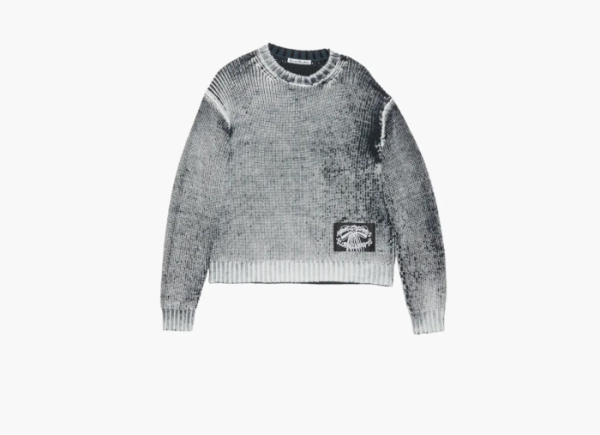 Acne Studios Logo Patch Long Sleeved Knitted Jumper Black White 